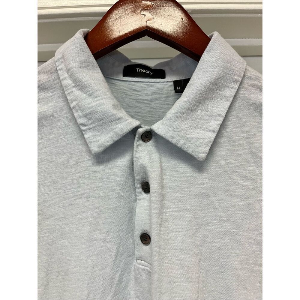 Theory Light Blue Stretch Polo Shirt sz M EUC